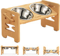 Elevated Dog Bowls, Raised Dog Bowl Stand Adjustable Small, Natural