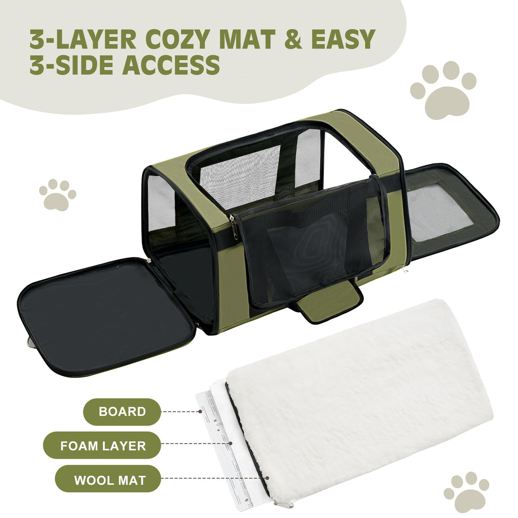 Extra-Large Cat Carrier, Soft-Sided Collapsible Pet Carrier up to 22 lbs