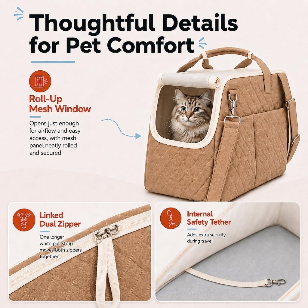 Dog Purse Carrier for Small Dog Cat Rabbit (Brown)