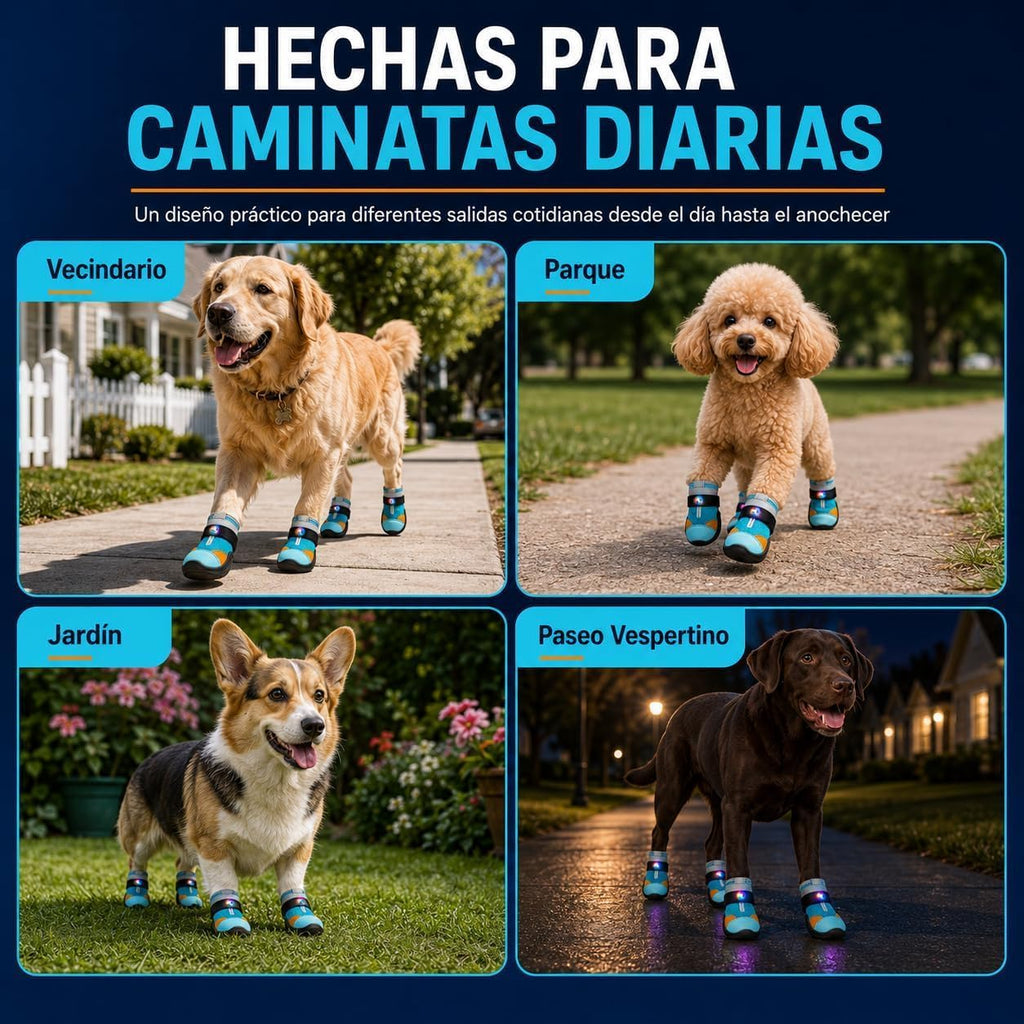 Zapatos para Perros con Luces LED, Botas Transpirables, Breathable Non-Slip Paw Protectors, for Low-Light Outdoor Walks 