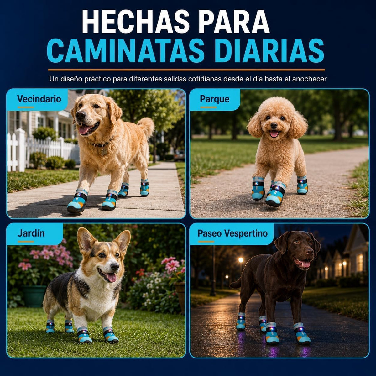 Zapatos para Perros con Luces LED, Botas Transpirables, Breathable Non-Slip Paw Protectors, for Low-Light Outdoor Walks 