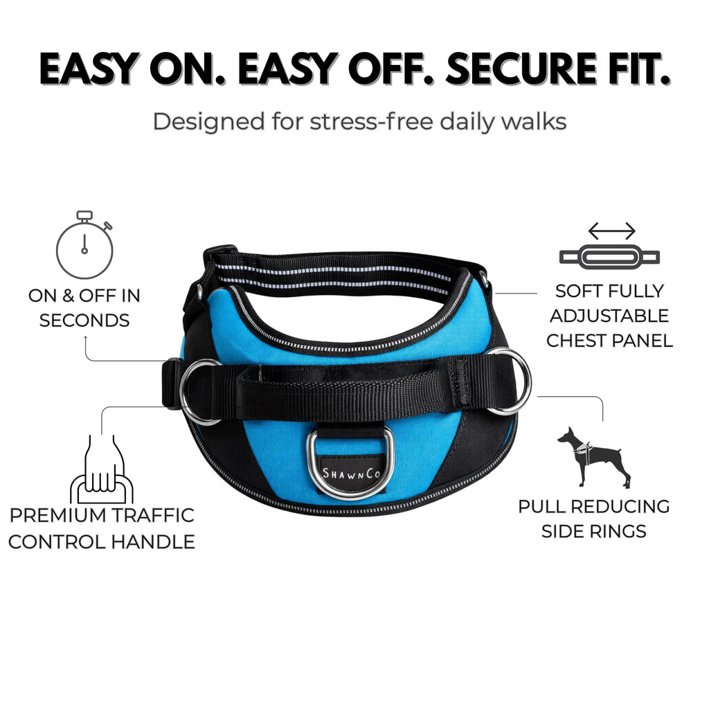 ShawnCo Essential Dog Harness, No-Pull Pet Vest (Oceanic Blue,S)