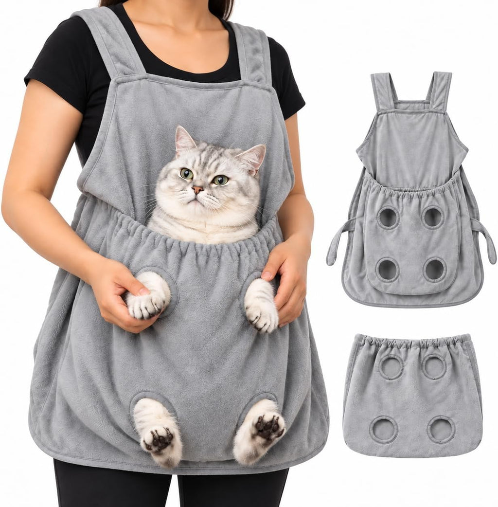 Cat Grooming Bag, Adjustable Pet Carrier Apron for Nail Trimming，Heavyweight Version