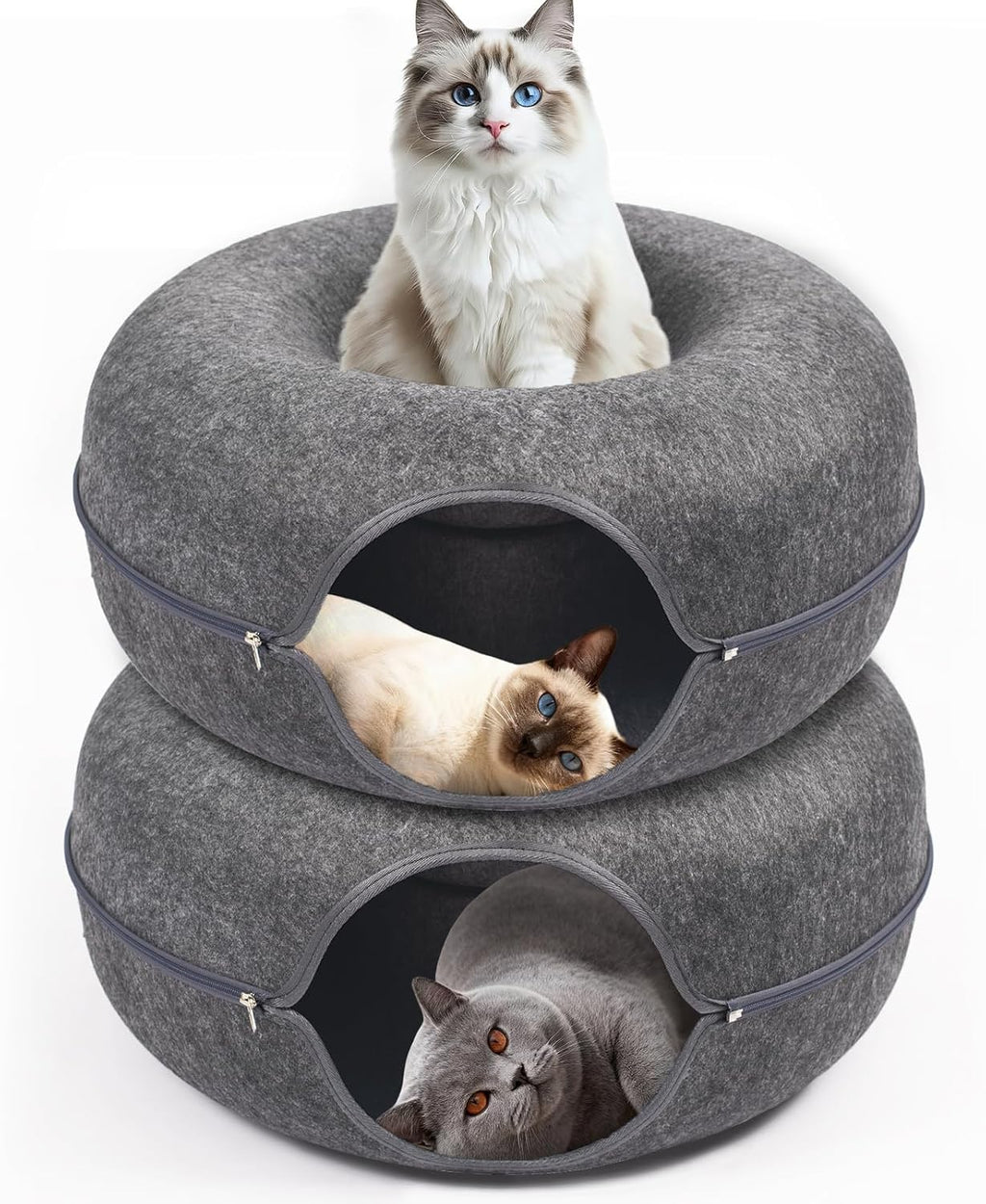 Large Peekaboo Cat Cave Donut Tunnel 24" for Indoor Cats