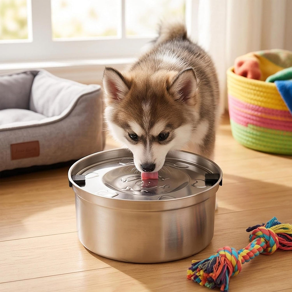 1.2l Stainless Steel Dog Water Bowl No Spill Slow Drink Water Bowl for Dogs