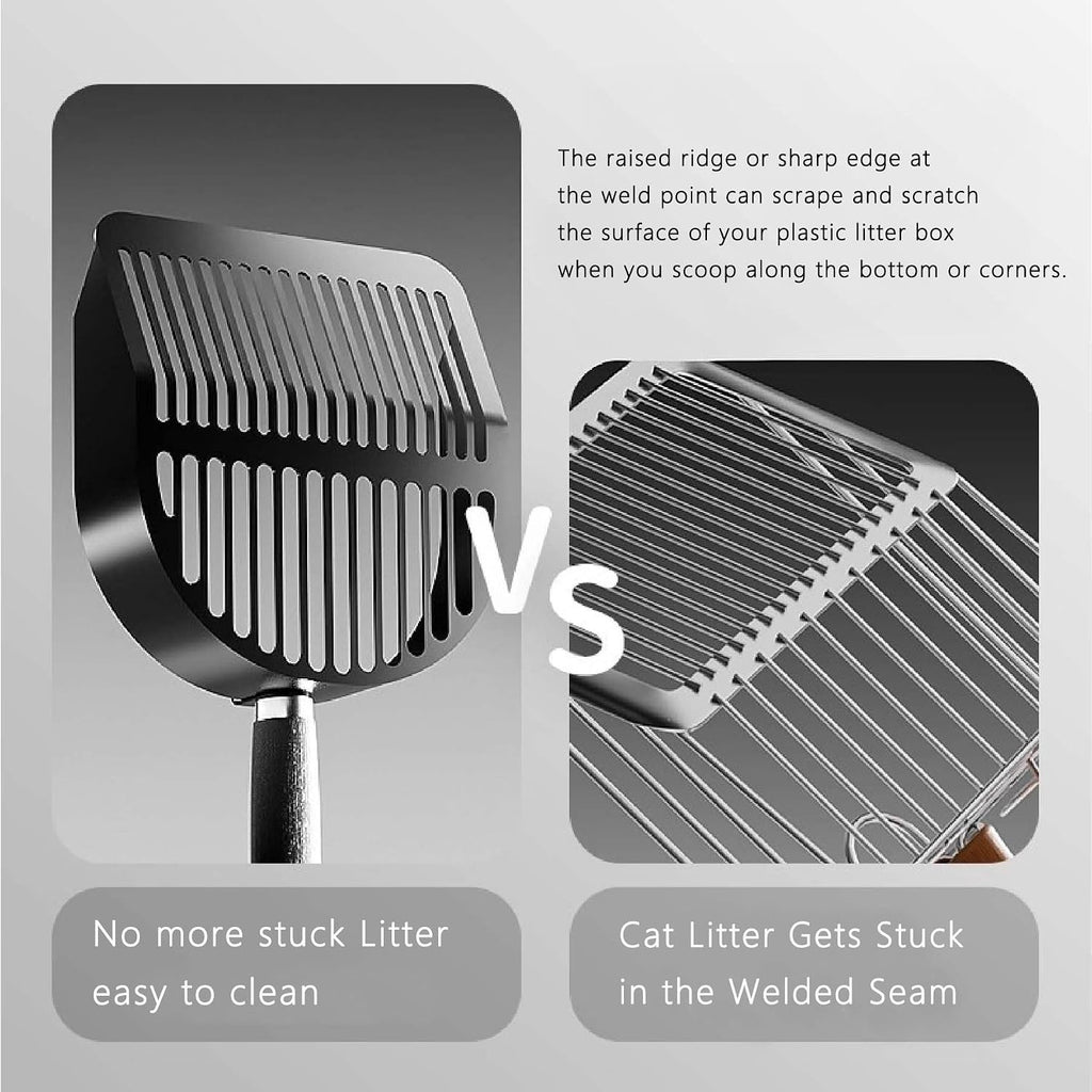 DHXYZZB Cat Litter Scoop 304 Stainless Steel Litter Shovel, Heavy Duty Litter Sifter, Litter Scooper with Wooden Handle 