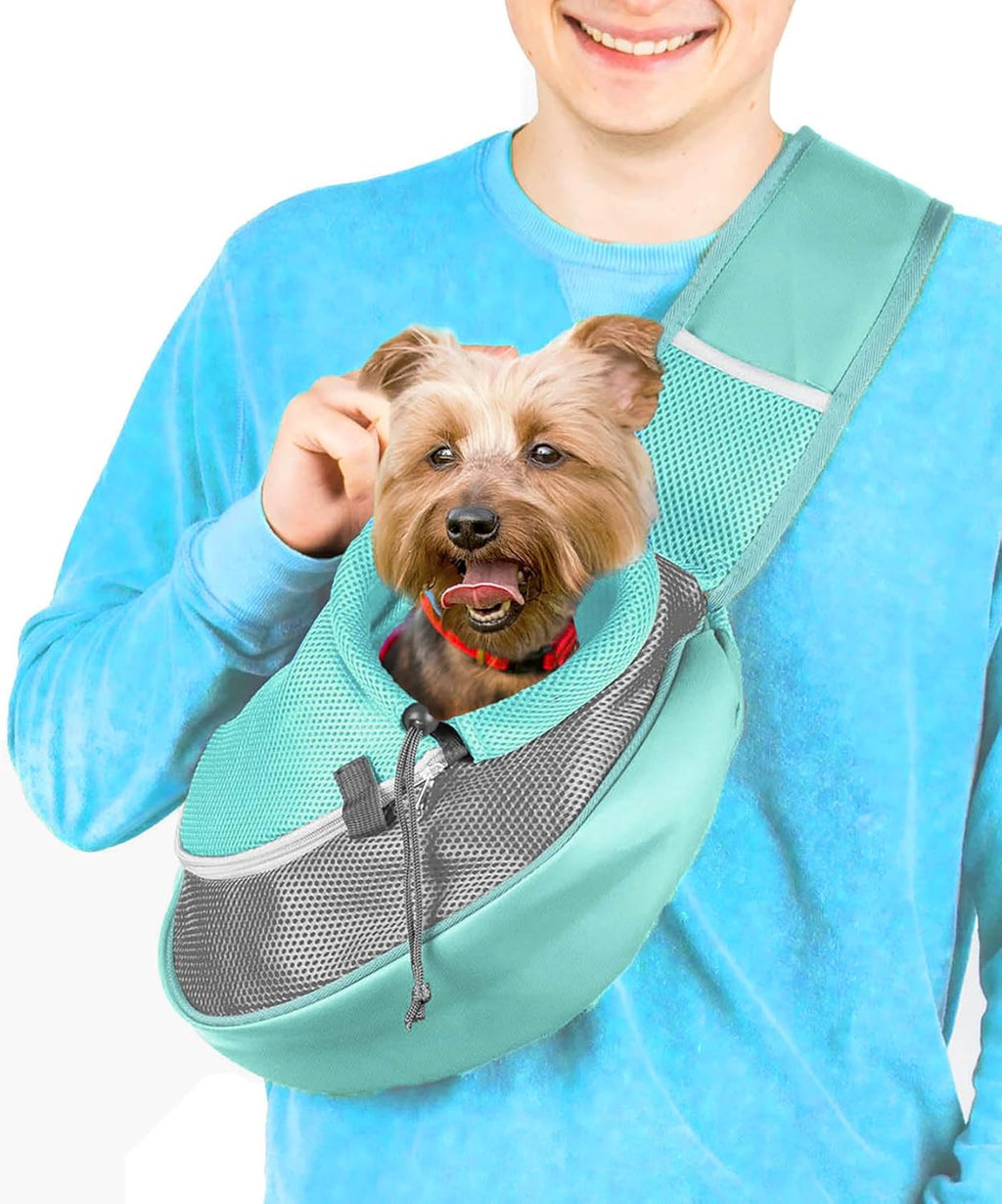 Cuddlissimo Small Dog Sling Carrier, Pet Cat Sling, Puppy Pouch - Lagoon-S