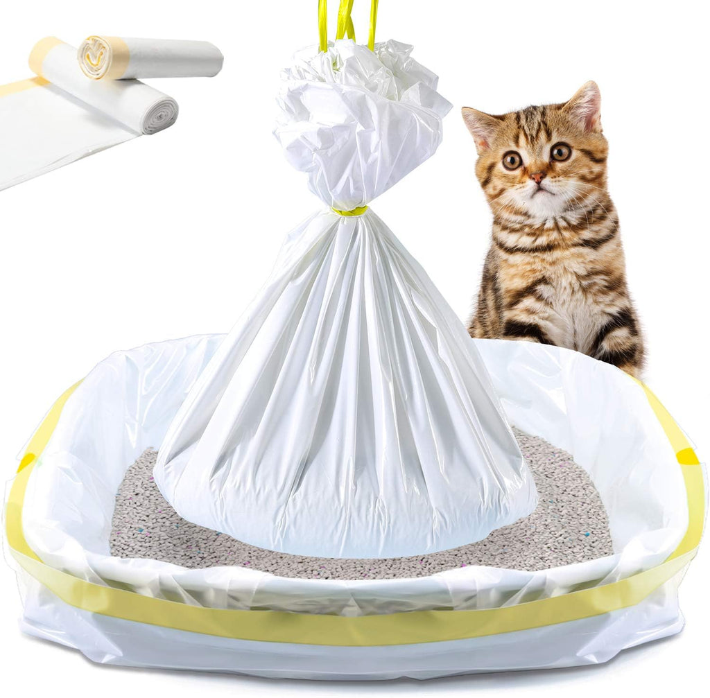 KONE Cat Litter Box Liners, 14 Count Jumbo Extra Durable Large Drawstring Kitty Litter Pan Bags Cat Waste Litter Bags Pe