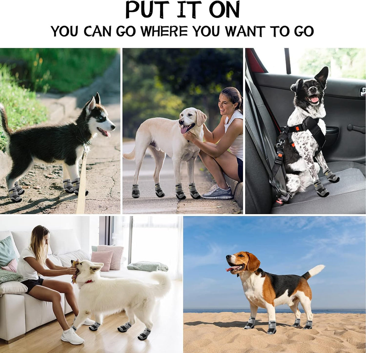 Dog Boots for Large Dogs, Medium Dog Boots & Paw Protectors for Hardwood Floors, Outdoor Dog Booties for Hot Pavement Wi