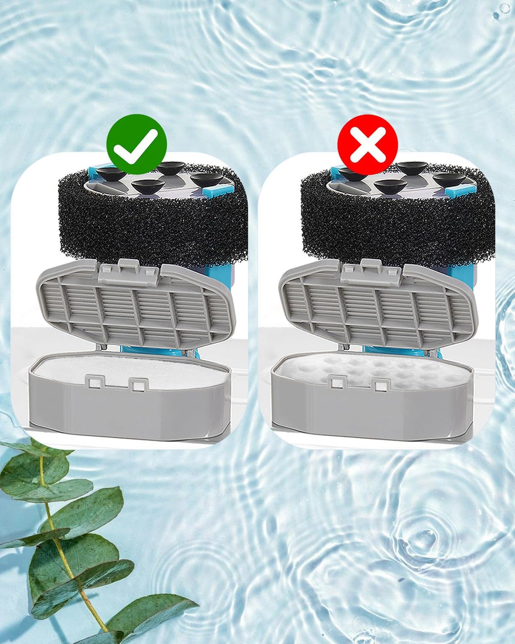8 Pack Cat Water Fountain Filters with 8 Pack Pre-Filter Sponges Set for 3.2L/108oz Pet Cat Water Fountain, Pet Fountain