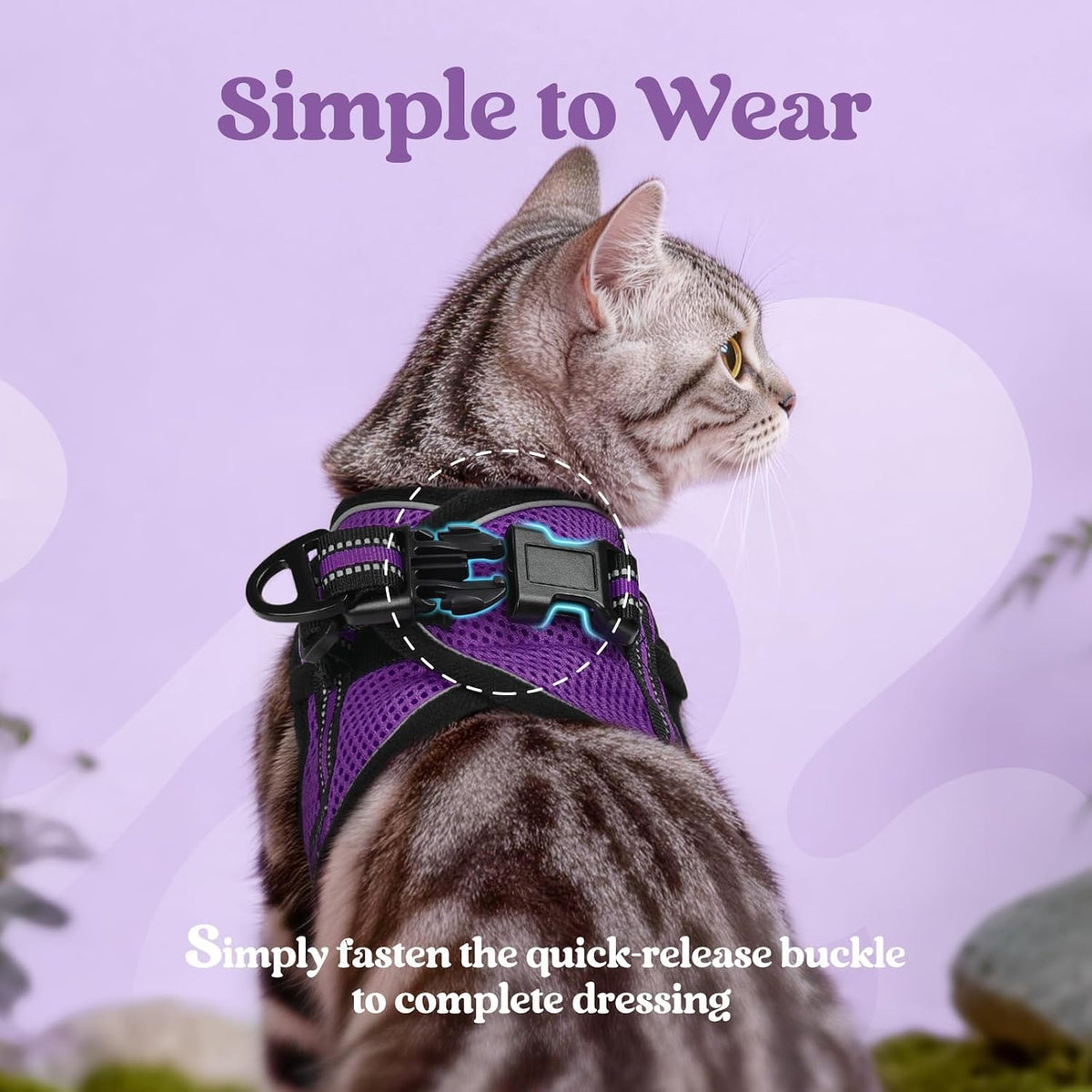 rabbitgoo Cat Harness and Leash Set, Step-in Soft Vest, Purple