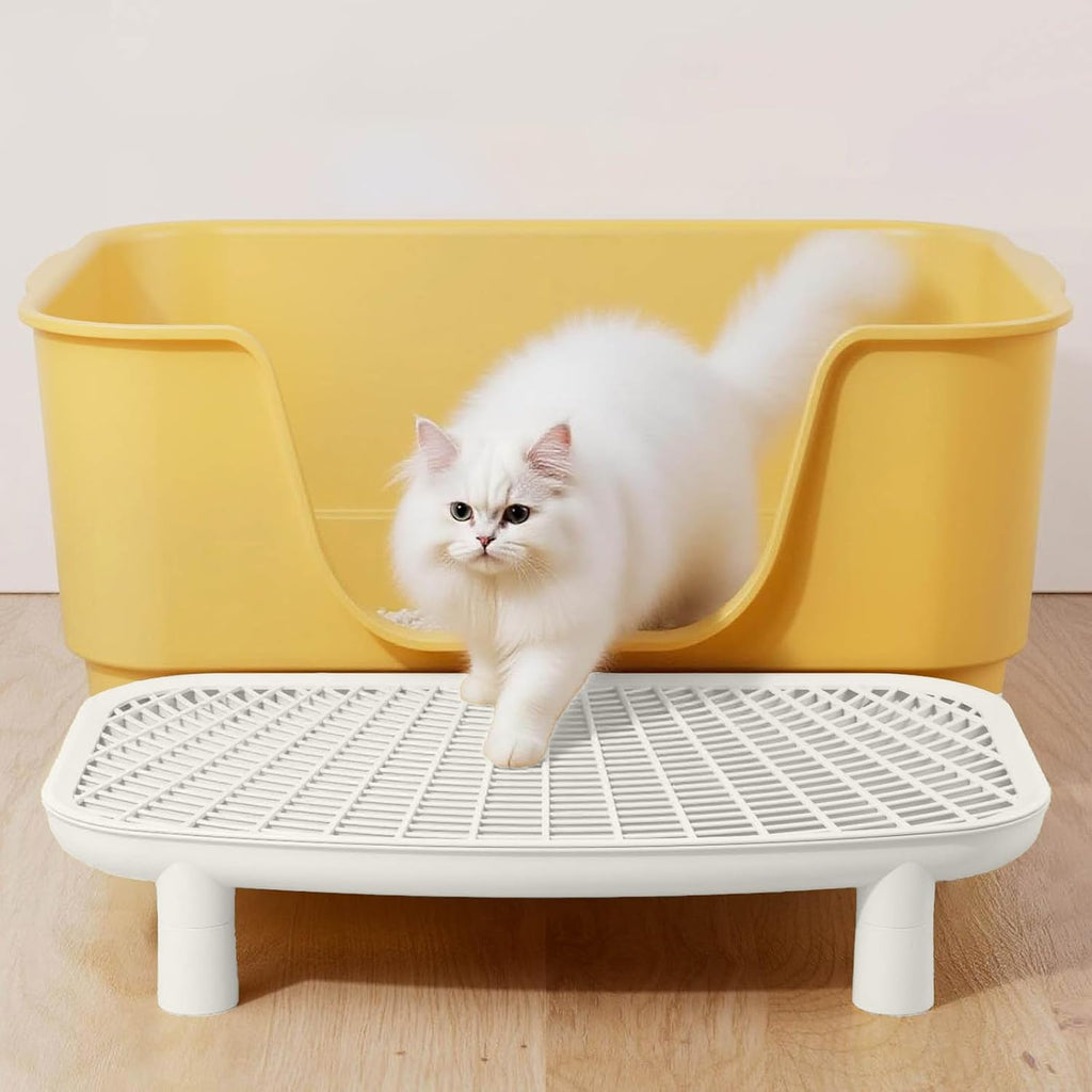 Litter Catching Step for Cat Litter Box Litter Trap Stool, White