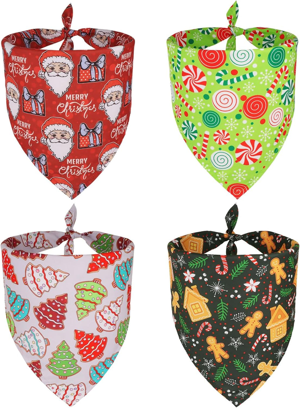 PTDECOR 4 Pack Halloween Dog Bandanas Pumpkin Ghost Bow Fall Scarf, Large
