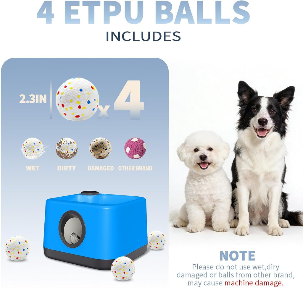 Automatic Dog Ball Launcher: Upgraded Auto/Manual Pet Ball Thrower Toy for Dog Indoor/Outdoor Play Include 4 Chew-Resist