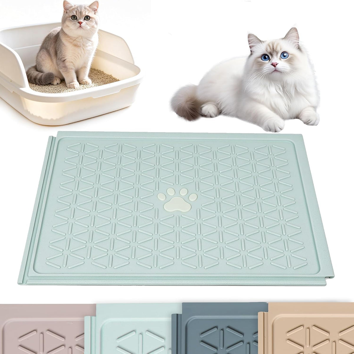 Zegcohjave Cat Litter Mat,19.6"x15.7"Connectable Silicone Litter Box Mat