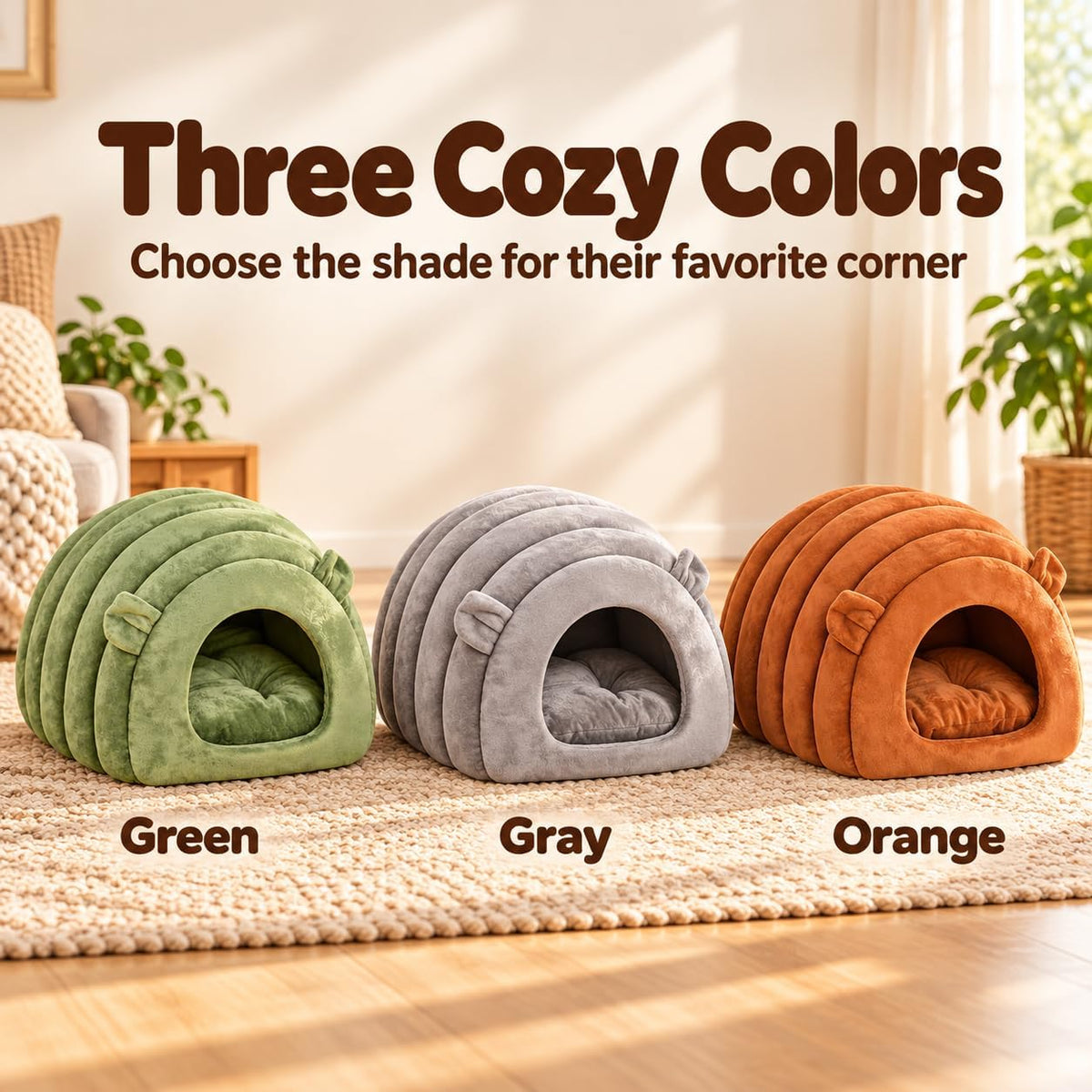 Cat Cave Bed, Orthopedic Memory Foam Anti Anxiety Cat Bed for Indoor Cats, Cozy Plush Caterpillar Tunnel Cat Bed, Non Sl