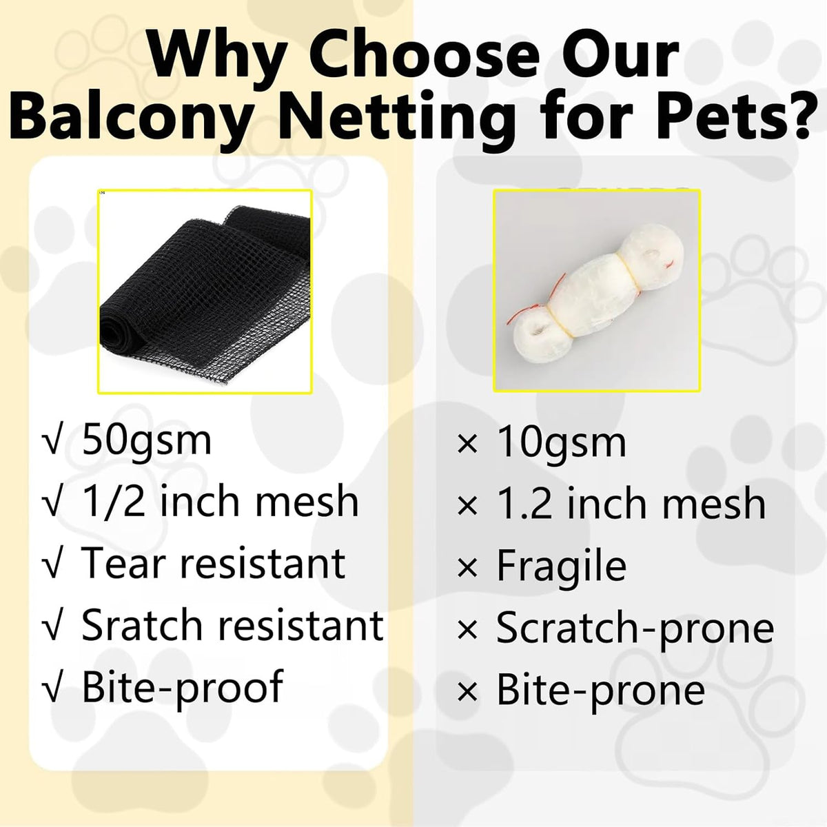 POYEE 10x20ft Cat Netting Balcony, Safety Net for Pets