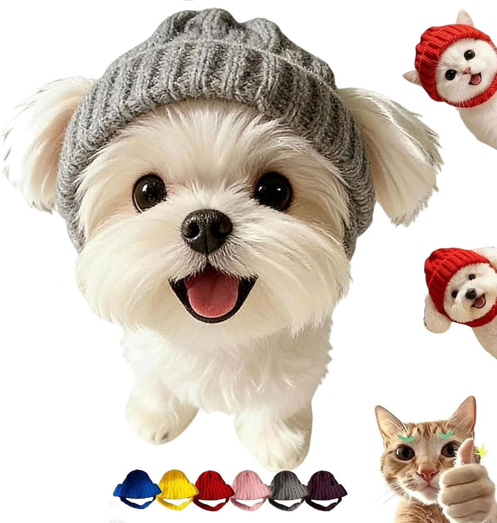 Dog Beanie Hat with Ear Holes, Dog Winter Hats for Small Dogs, Cozy Soft Knitted Hat Pet Cap for Halloween Christmas Cos