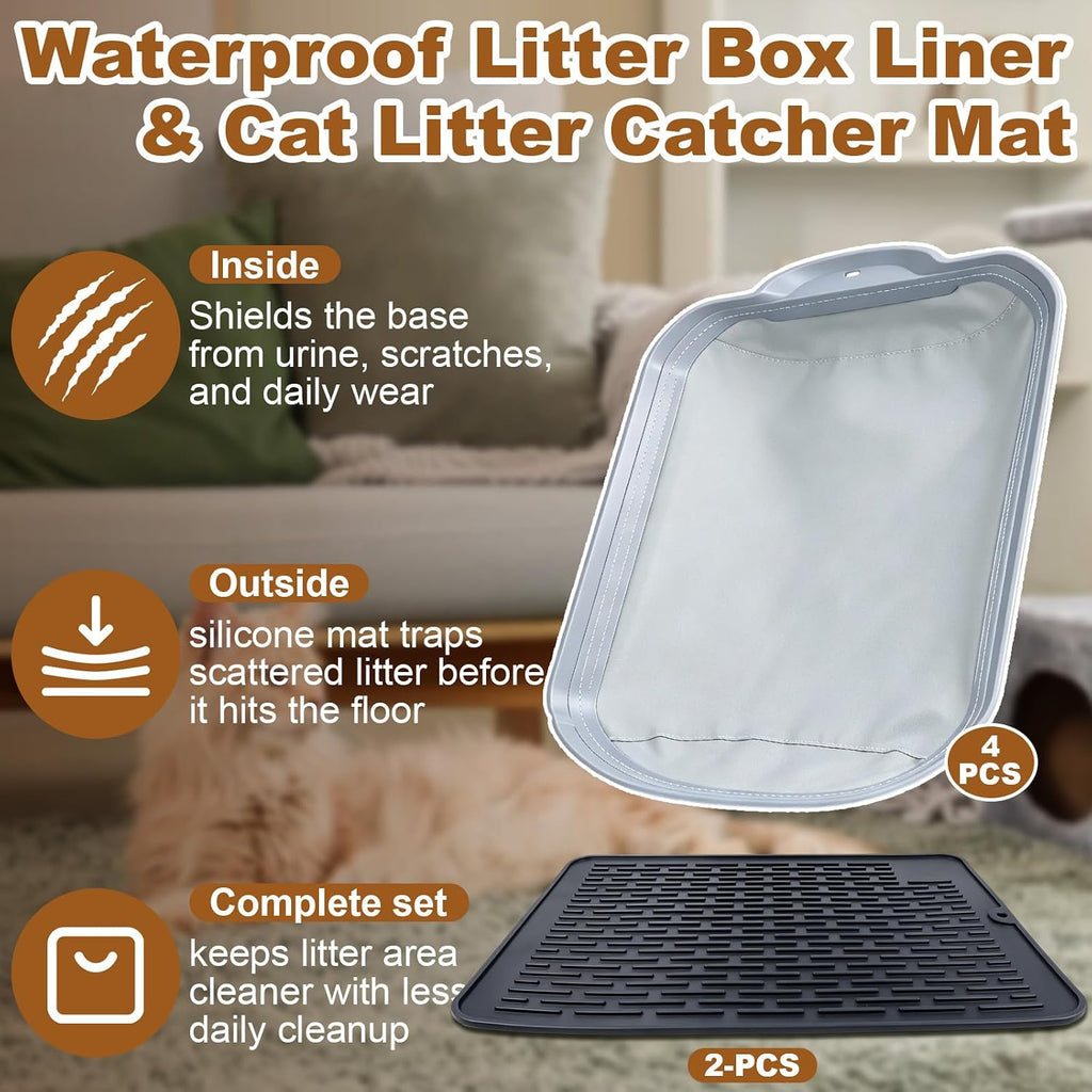 4+2 Set Waterproof Pad for Self Cleaning Litter Box, Leak-Proof & Non-Slip