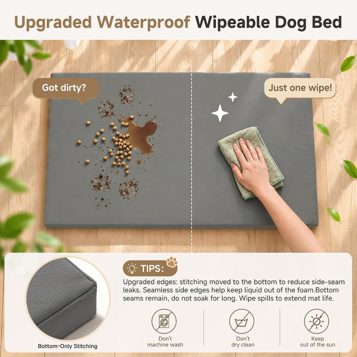 Upgraded XL Waterproof Outdoor Dog Crate Pad Mat, Wipeable Large Dogs Bed