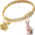 Hillban Cat Collar Chain Diamond Jewelry Gift, 8 Inch, Gold