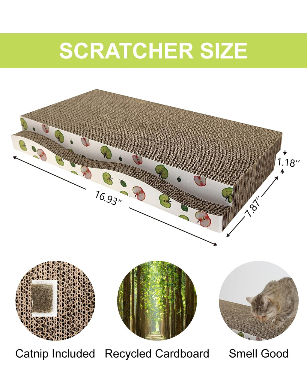 TIMHAKA Cat Scratching Board, Corrugate Cat Scratcher with Catnip, 2 Pack