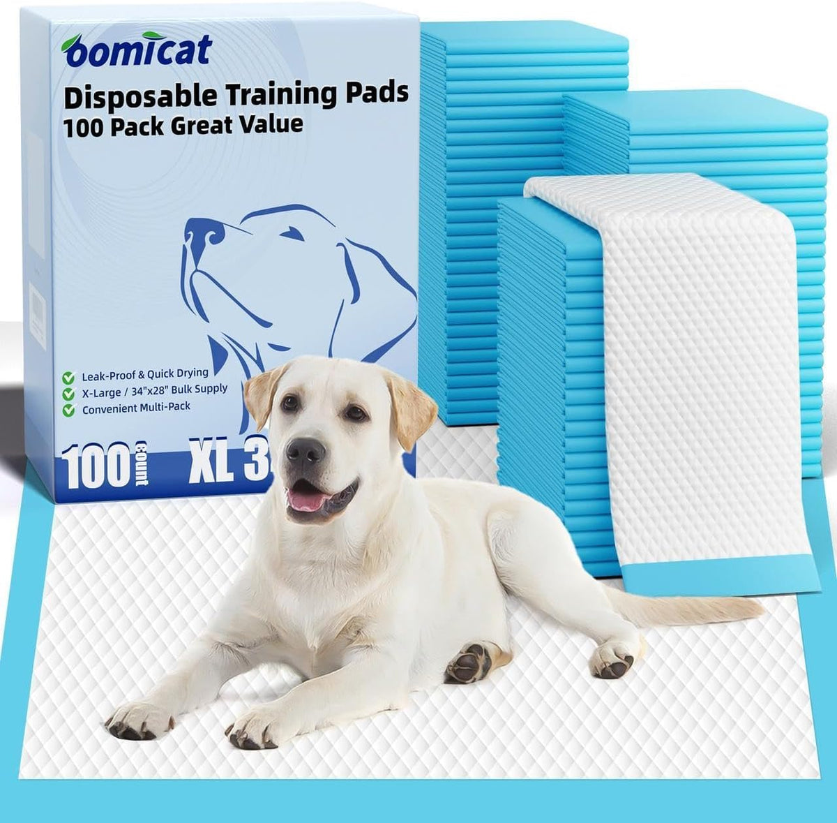 Puppy Pads XL 100 Count, Dog Pee Pads Extra Large, 34"x28" Pee Pads for Dogs, X-Large Disposable Dog Training Pads Super