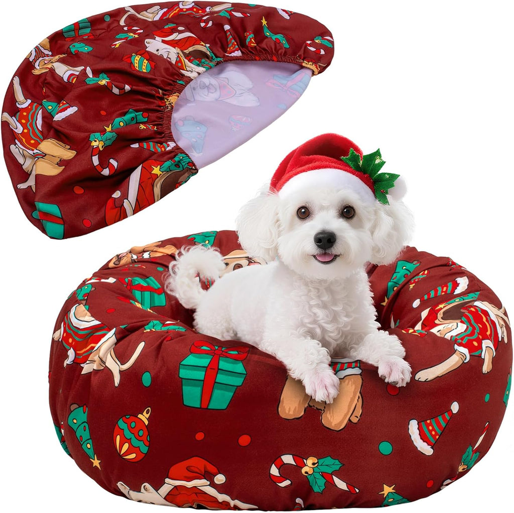 Round Replacement Dog Bed Covers Elastic Edged Washable 20 x 9.8 Inch