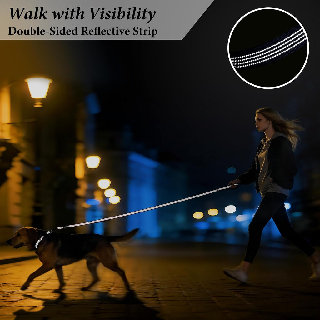 Double Handle Dog Leash, 6 FT Reflective, for Medium Large Dogs