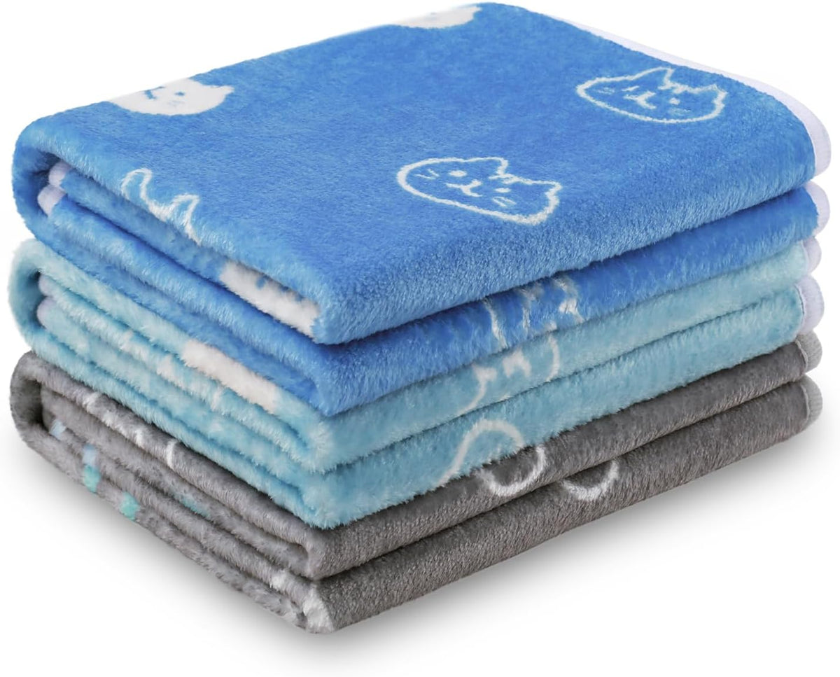 Luciphia 1 Pack 3 Blankets Super Soft Fluffy Premium Cute Cat Pattern Pet Blanket Flannel Throw for Dog Puppy Kitten,Whi
