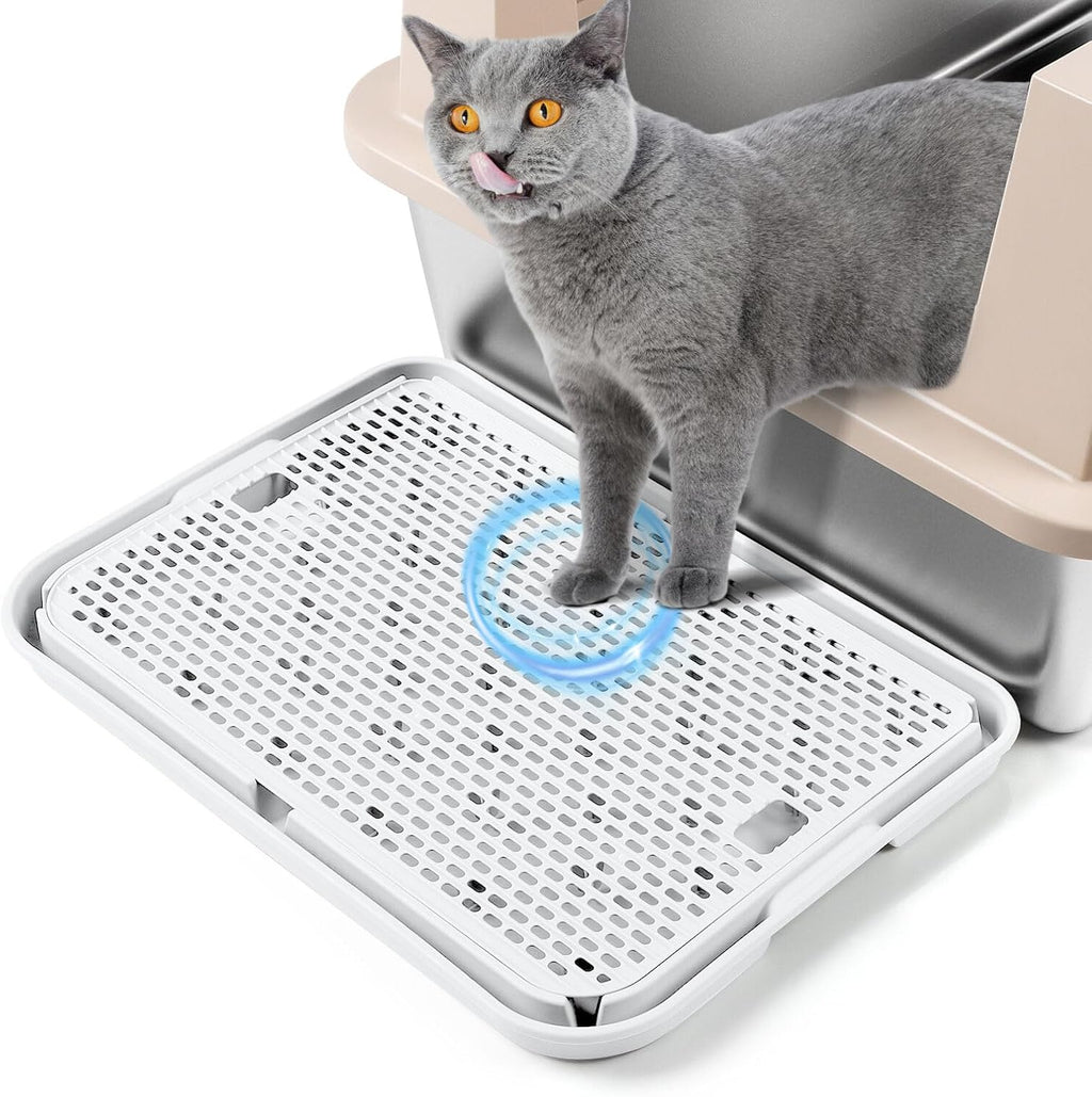 Cat Litter Box Step, Large Cat Litter Ramp with Filter Function, Black