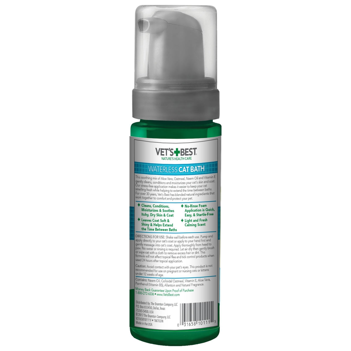 Vet's Best Waterless Cat Bath Dry Shampoo, No-Rinse Formula, 4 oz