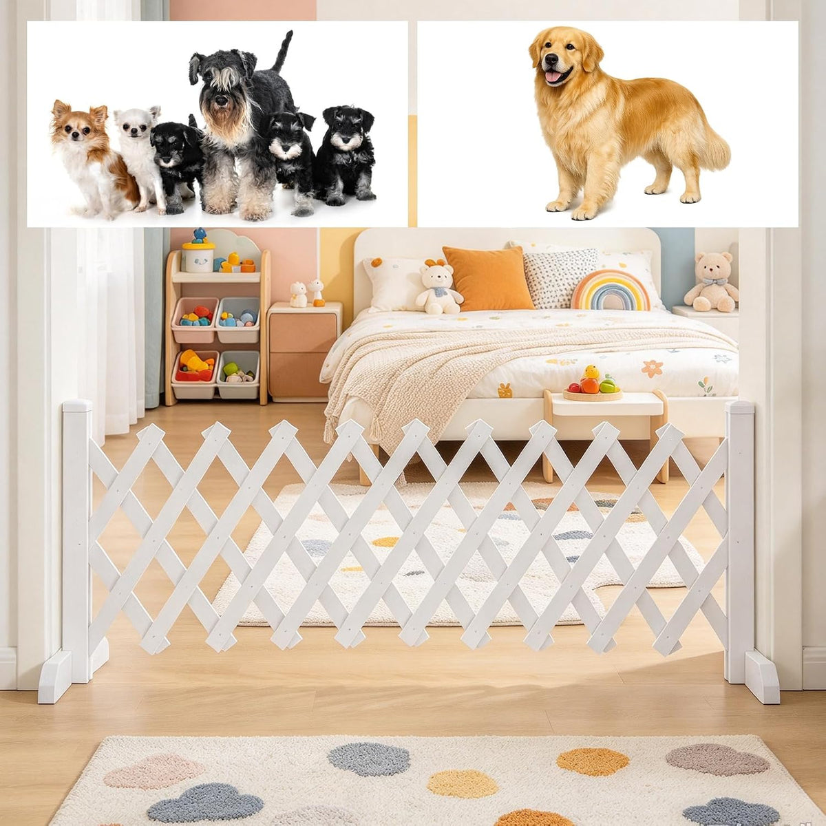 12.6"-39.4" W Retractable Short Dog Gate for Small Dogs, Puppy Fence Wide Expandable Adjustable Dog Fence for Doorways H
