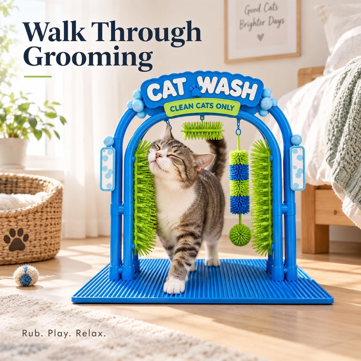 Cat Grooming Wash Station, Cat Car Wash Scratcher，1 Pcs