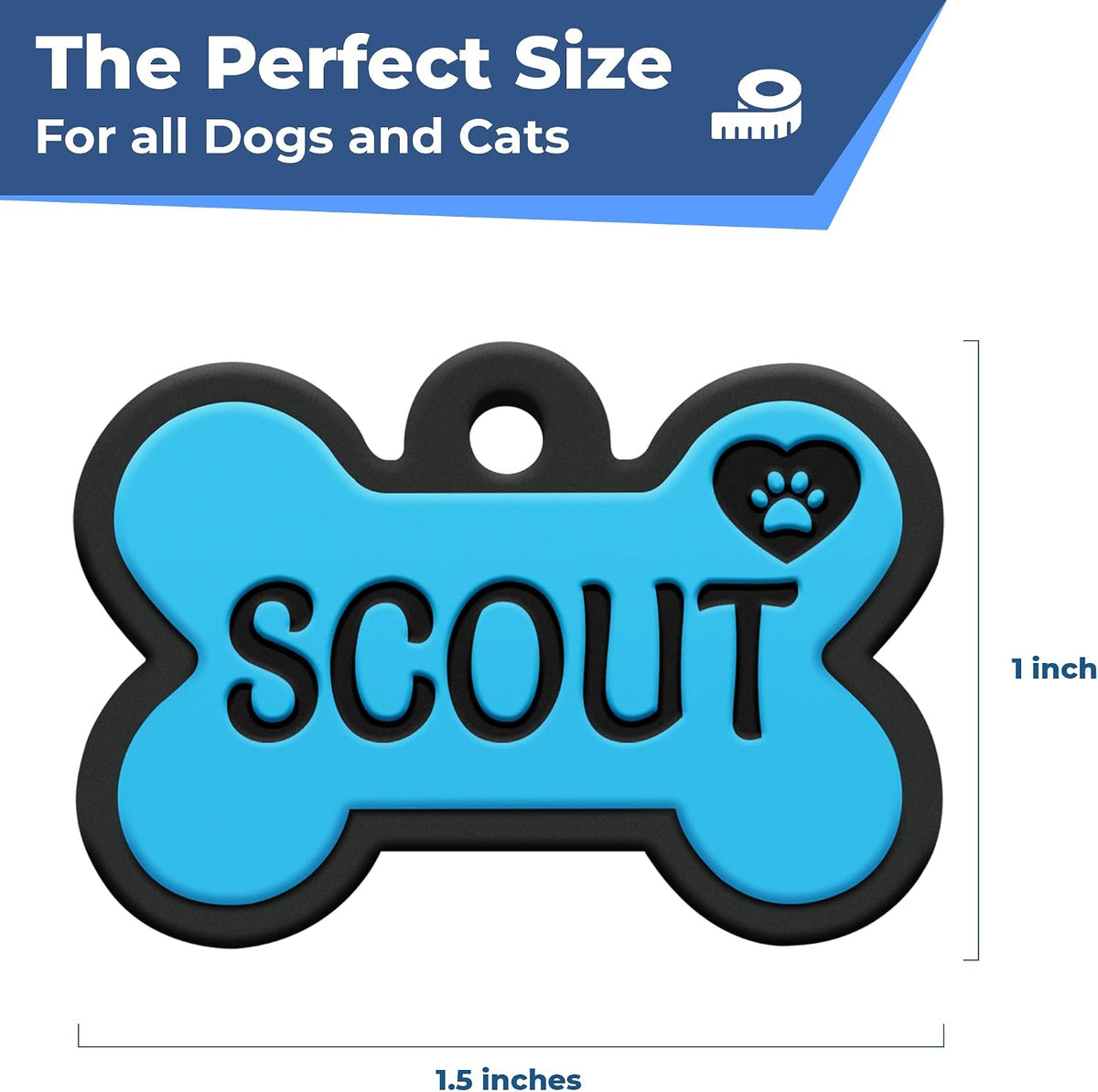 GoTags Silicone Dog Tags, Personalized Engraved Silent Pet Tag, No Noise