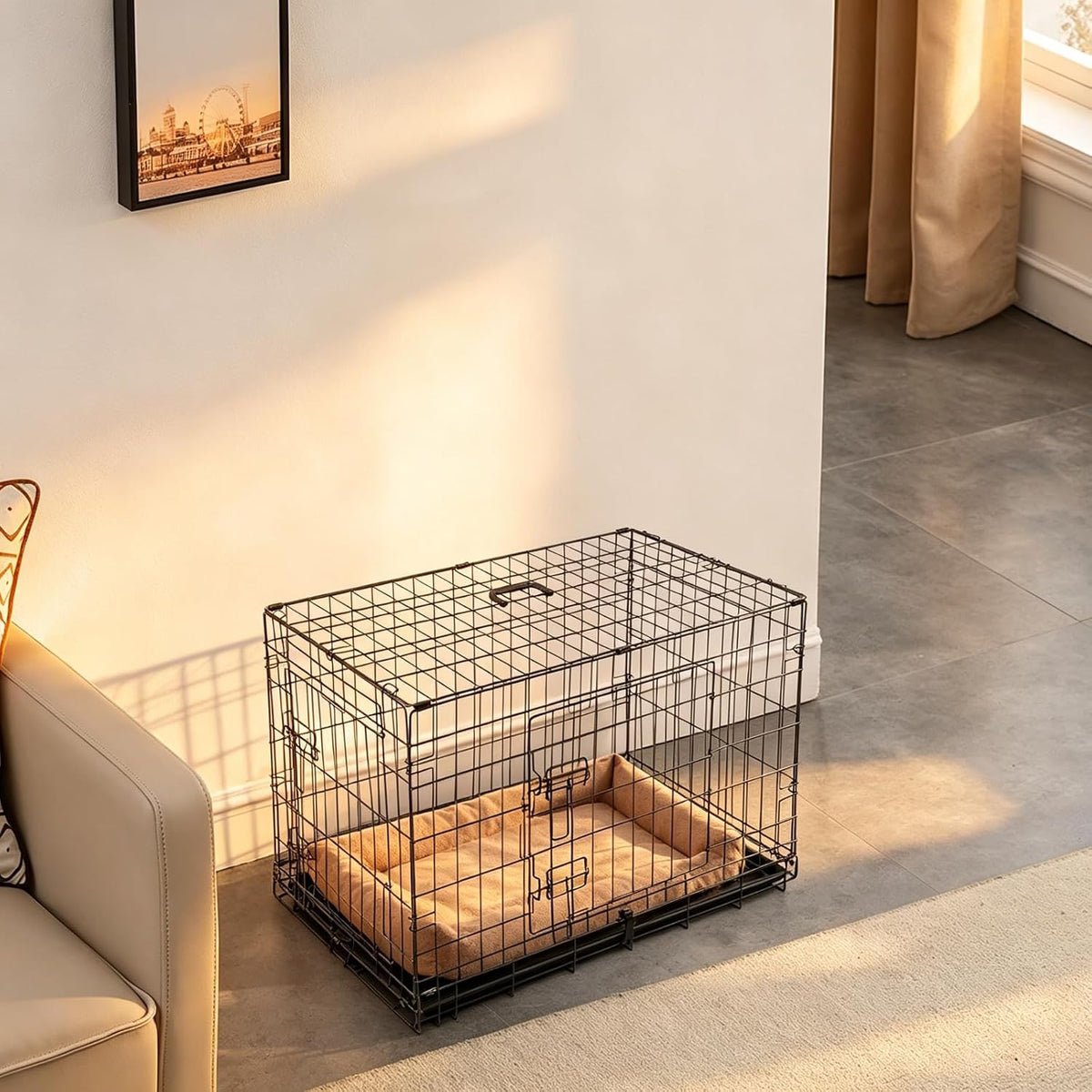 VINGLI Dog Crate, 30 inch Metal Wire Dog Cage