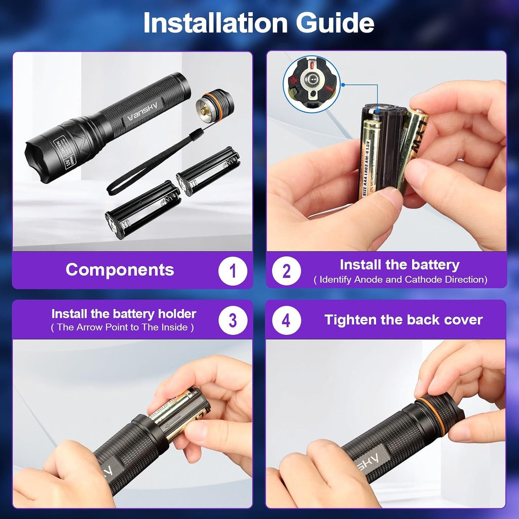 Vansky 365nm UV Flashlight for Pet: 99% Enhance Hidden Stain Detection Rate
