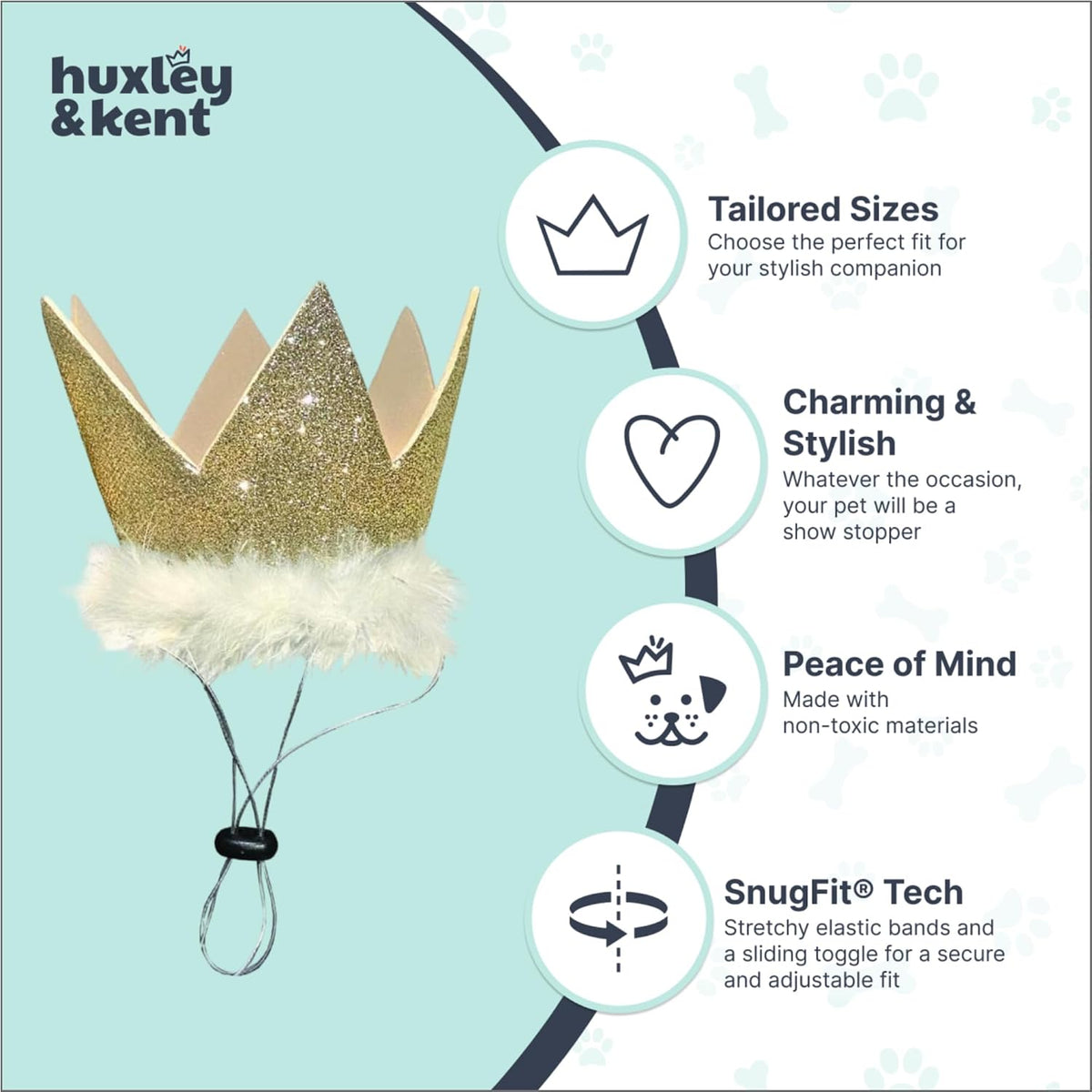 Huxley & Kent Party Crown Hat for Dogs & Cats, Gold, Large