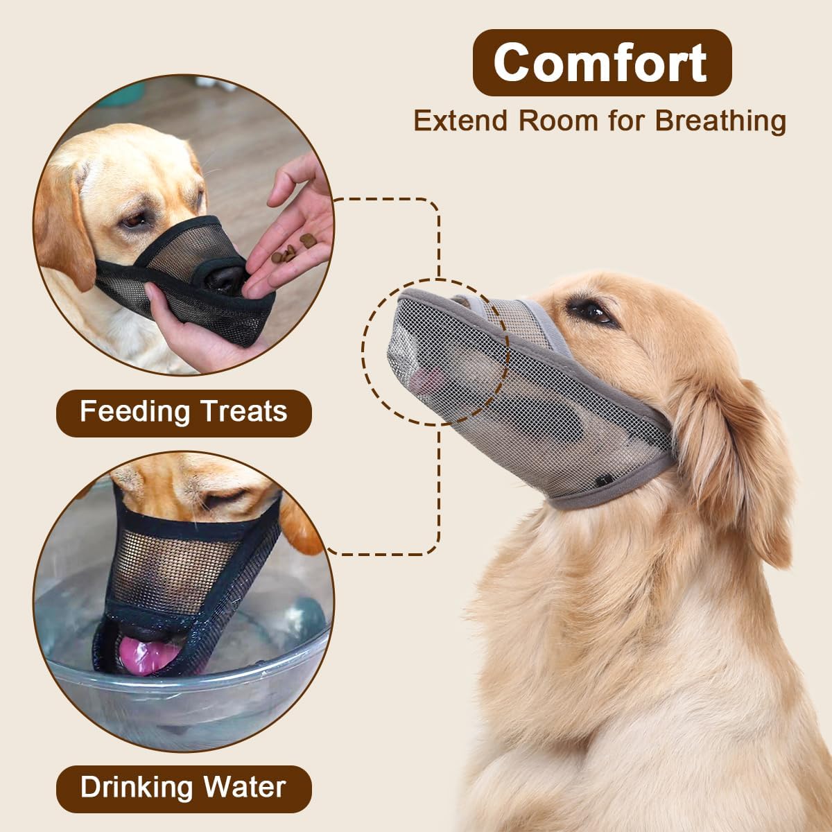 Crazy Felix Dog Muzzle Anti Eating for Small Medium Large Dogs, M, Black