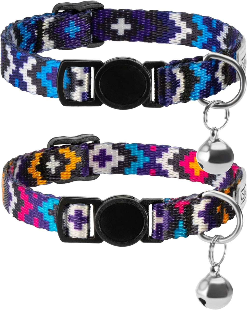 Tribal Aztec Cat Collar 2-Pack, Breakaway with Bell