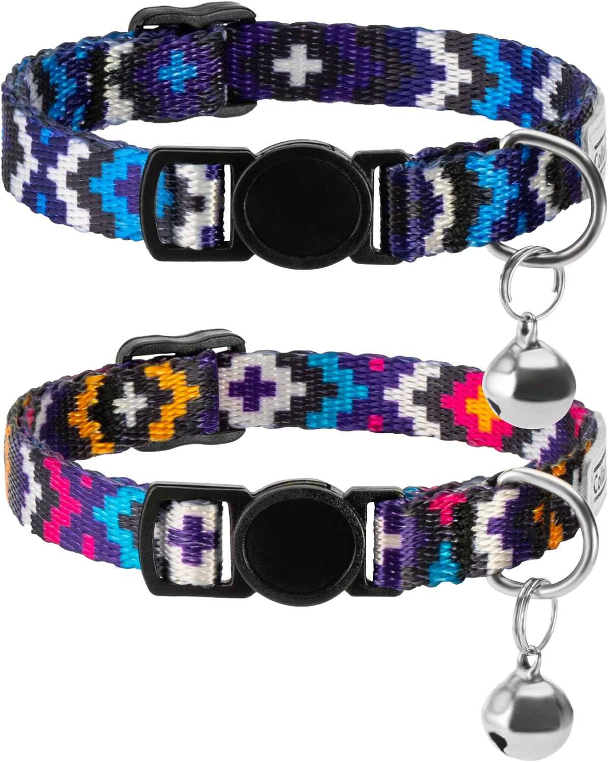 Tribal Aztec Cat Collar 2-Pack, Breakaway with Bell