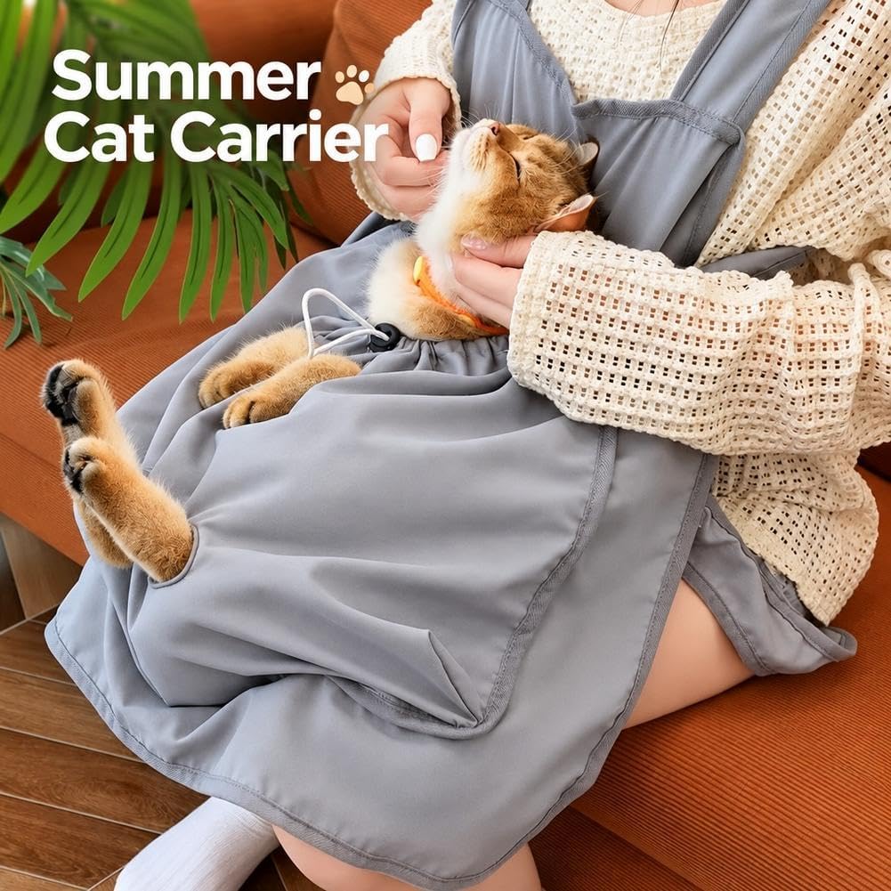 Hair Resistant Pet Cuddling Apron with Leg Holes for Holding Cats & Dogs