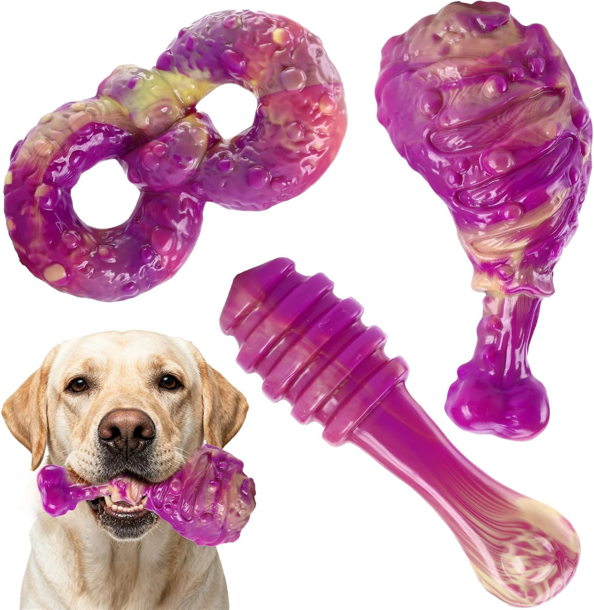 WinTour Tough Dog Toys for Aggressive Chewers, Indestructible Dog Chew Toys