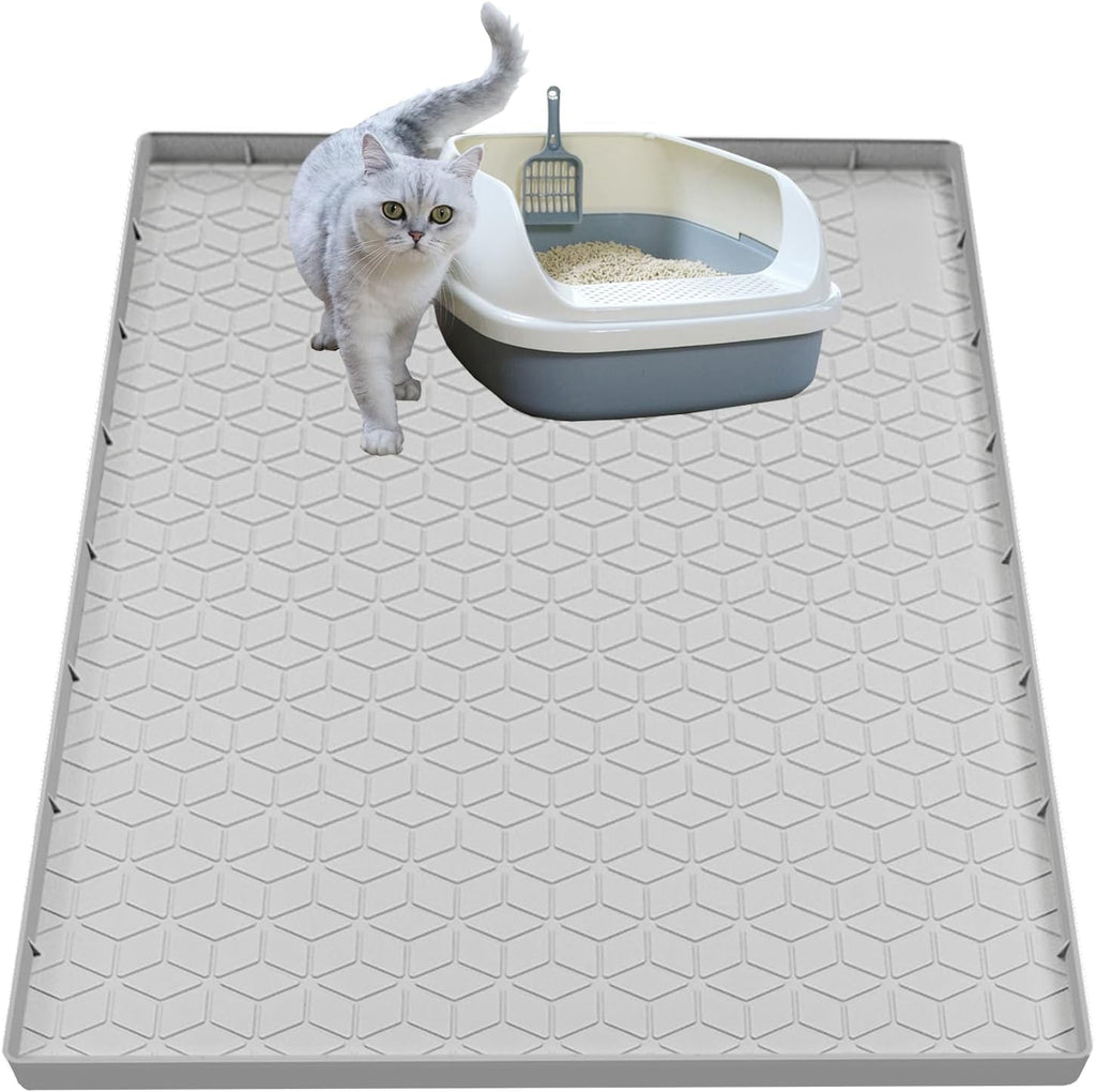 Cat Litter Mat for Litter Box, Silicone Large Cat Litter Trapping Mat - 34x22 in, Waterproof & Non-Slip, Durable & Easy 