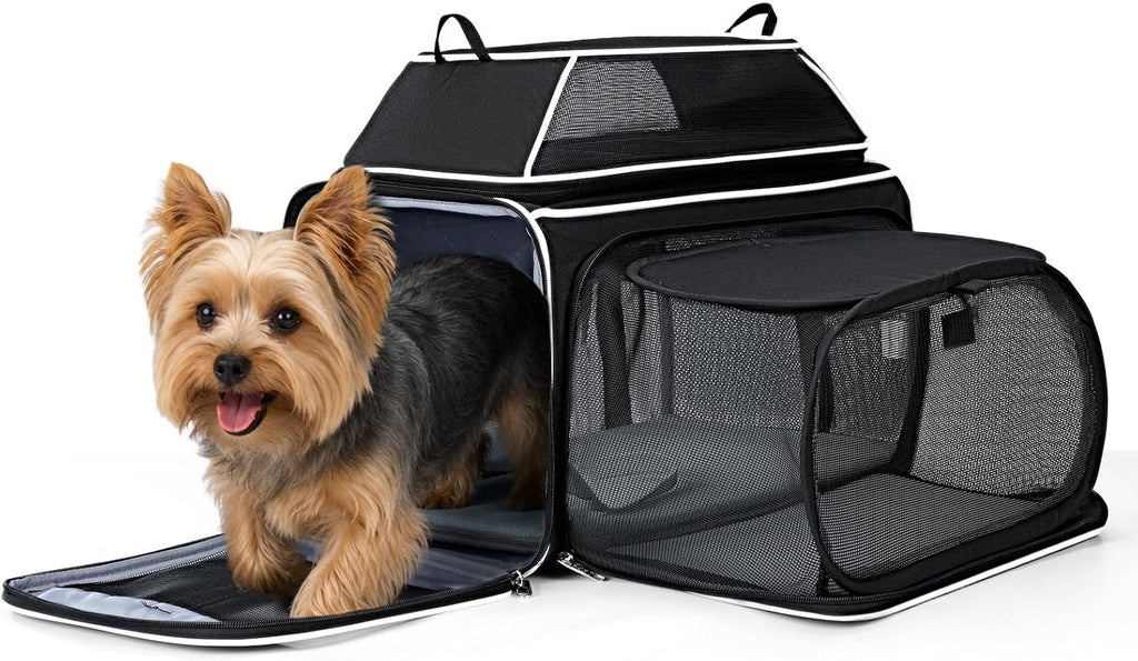 Lekereise Top and Side Expandable Pet Carrier 18x11x11Inch Delta American United Airline Approved Soft Sided Underseat T