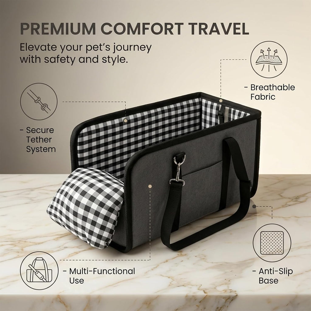 Portable Dog Console Booster Seat – Foldable Armrest Booster for Small Dogs