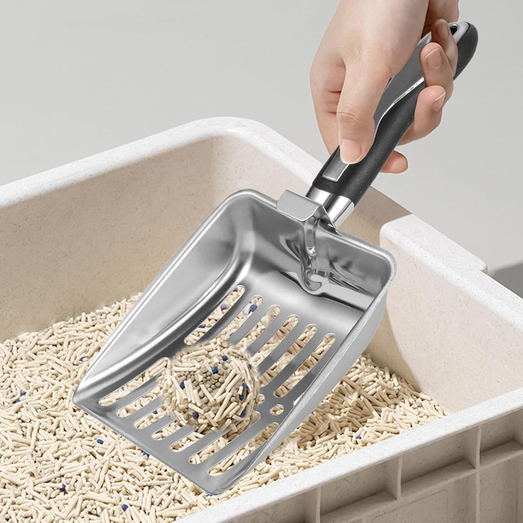 Stainless Steel Cat Litter Scoop, Large Wide with Hook