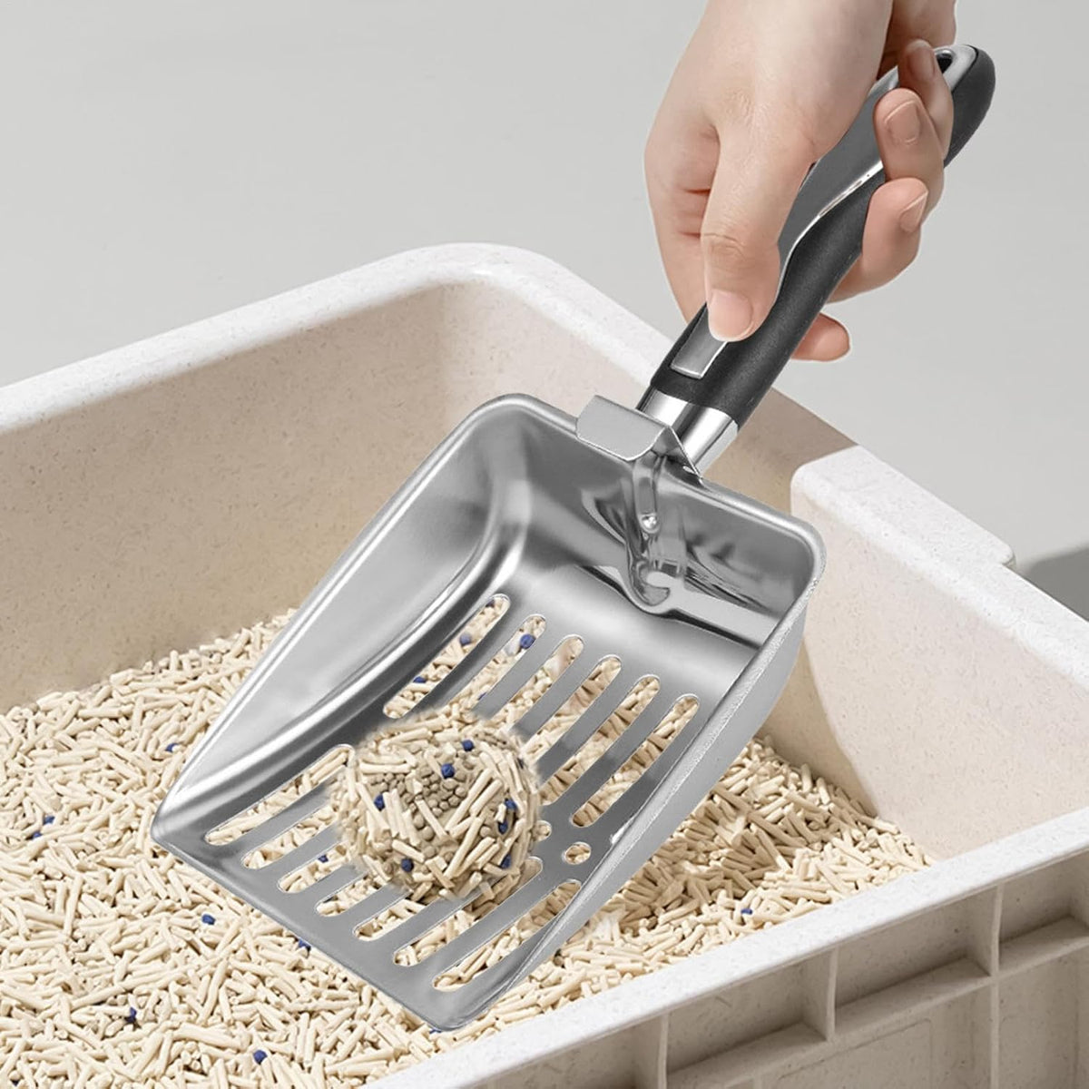 Stainless Steel Cat Litter Scoop, Large Wide with Hook