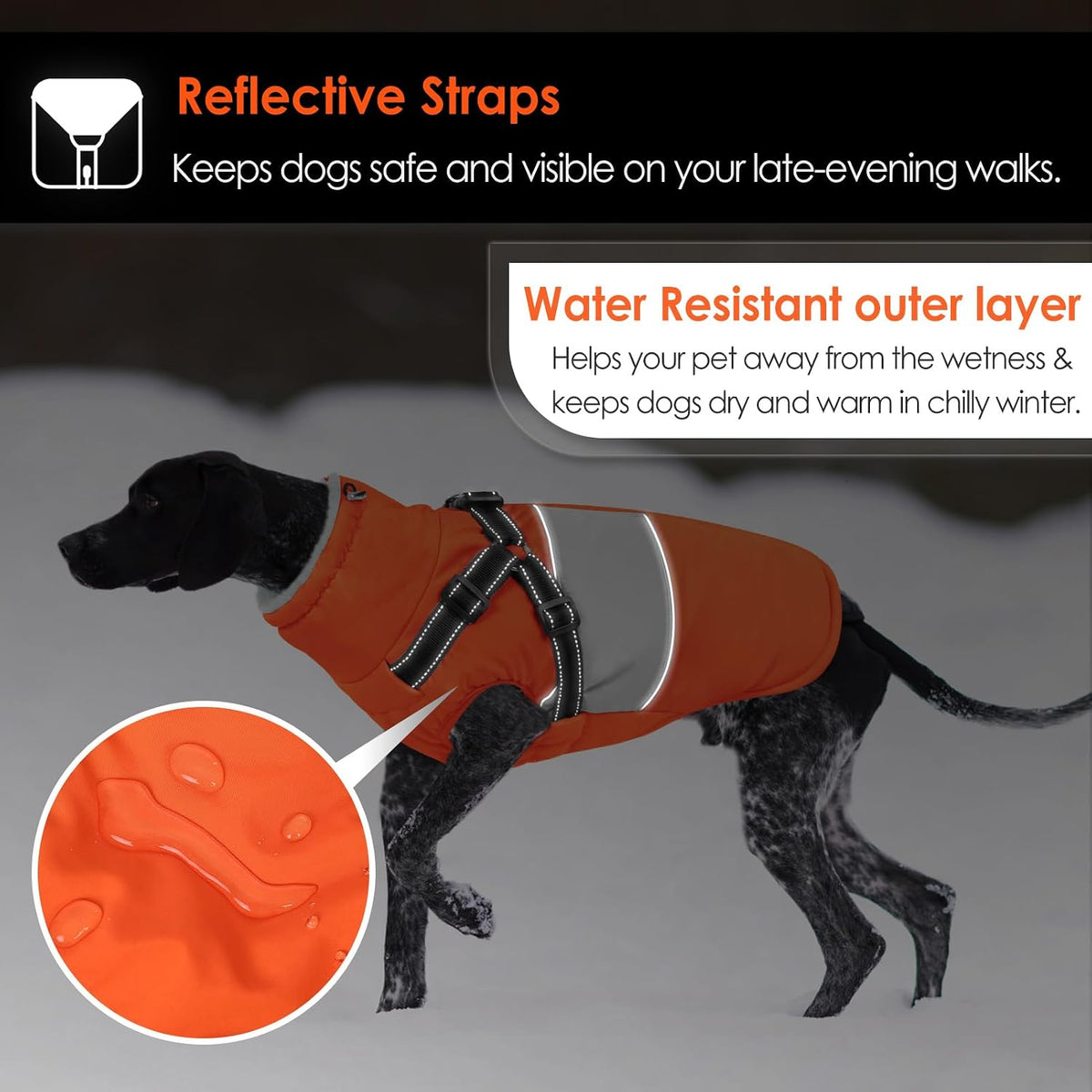 Small Dog Coat Waterproof Dog Winter Jacket with Harness Built in S