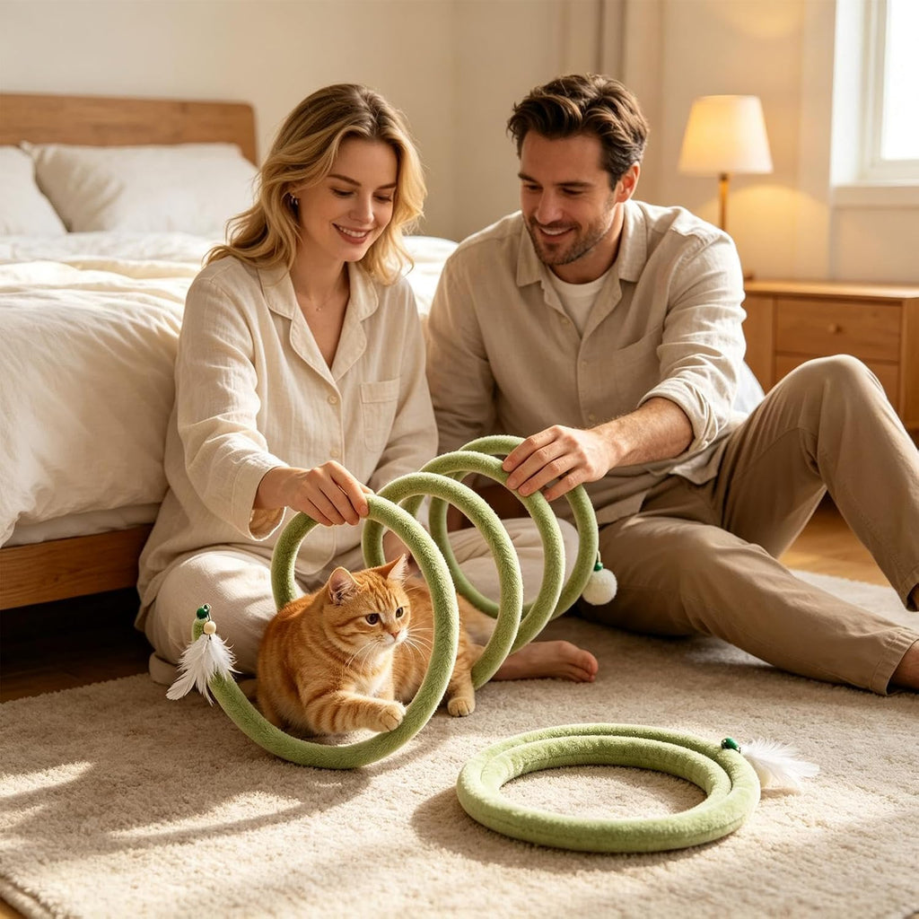 Cat Tunnel Toy Bendable Wavy - Pet Spring - Bell Plush Ball Tube